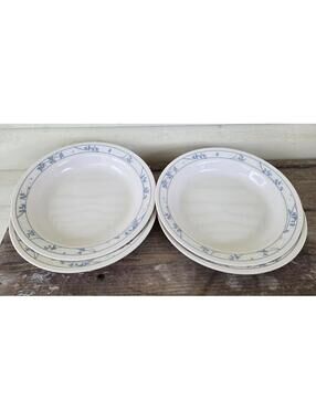 4 Corelle First of Spring Beige CorningWare flat soup bowls